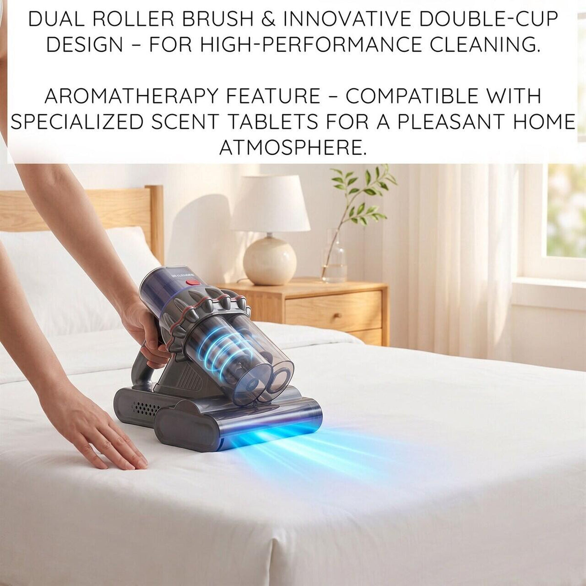 HAUSBERG HB-2022MV atkaellenes UV porszívó digitális kijelzővel, 400-600W, UV sterilizálás, negatív ionok, ultrahangos tisztítás, lila-szürke