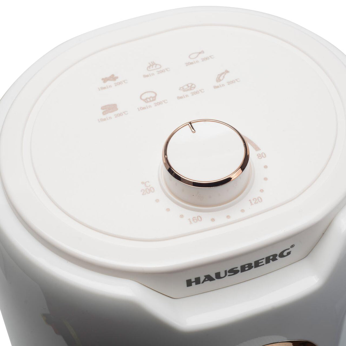HAUSBERG HB-2351 forrólevegős sütő, 1000-1200 W, 2,6 liter, 30 perces időzítő, automatikus kikapcsolás, fényjelző, állítható termosztát 80-200 C°, túlmelegedés elleni védelem, csúszásmentes lábak