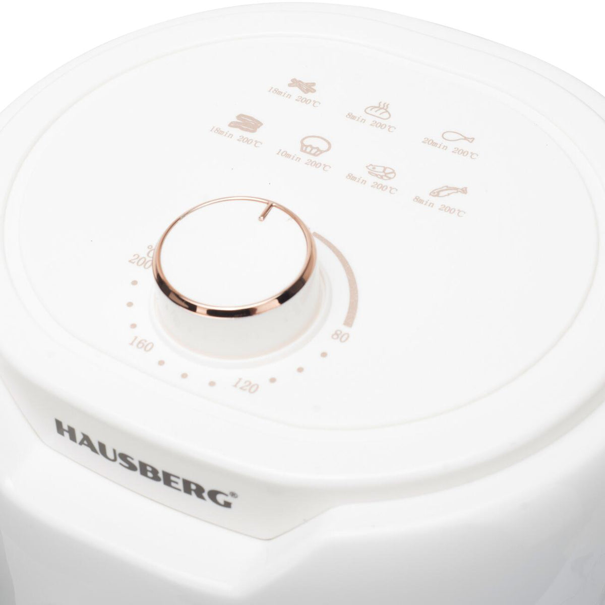 HAUSBERG HB-2351 forrólevegős sütő, 1000-1200 W, 2,6 liter, 30 perces időzítő, automatikus kikapcsolás, fényjelző, állítható termosztát 80-200 C°, túlmelegedés elleni védelem, csúszásmentes lábak