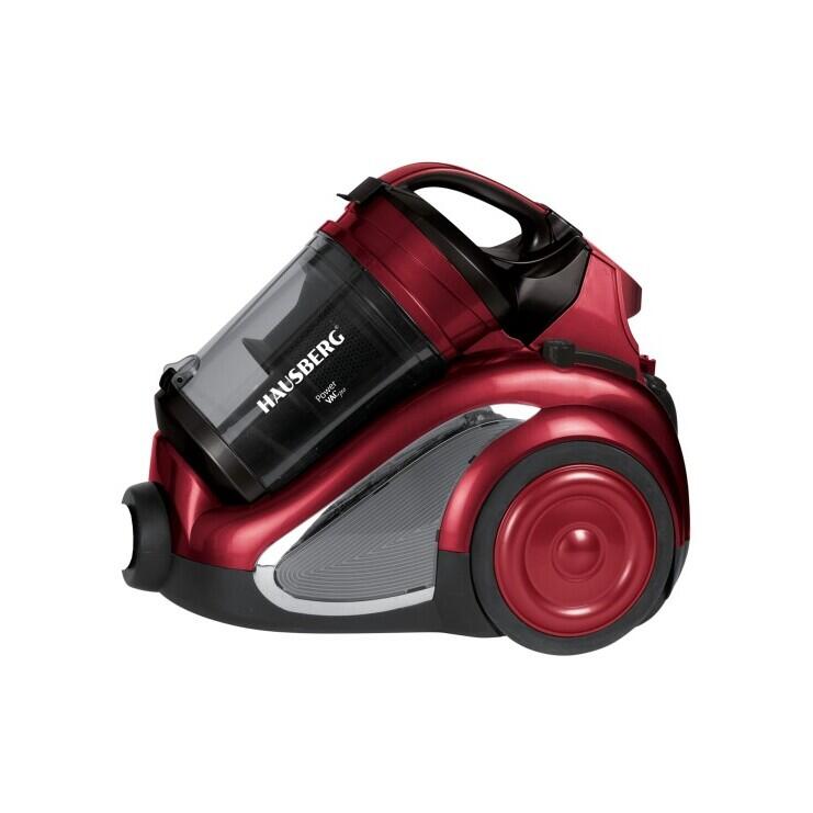 Hausberg HB-2820RS porzsák nélküli porszívó, 2200 W, 4,5 liter, 85 dB, mosható szűrő, multiciklon rendszer, fekete/piros
