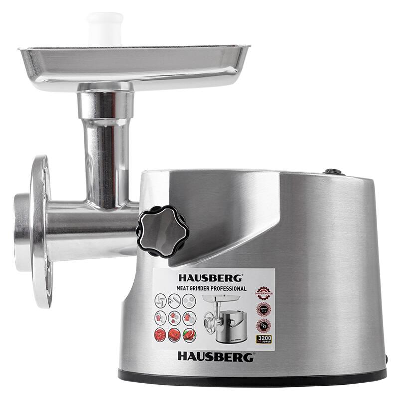 Hausberg HB-3445 húsdaráló, 3200W, 2kg/perc, zöldségnyomó, alumínium ház, réz motor