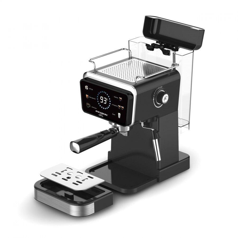 Espressor 2 az 1-ben HAUSBERG HB-3730IN, Forró és hideg, 20 bar, 1350 W, 1,5 L, Túlmelegedés és Túlnyomás elleni védelem, ERP, NTC, PID, Időzítő, Kijelző, Habosítás, Őrölt kávé és kapszula
