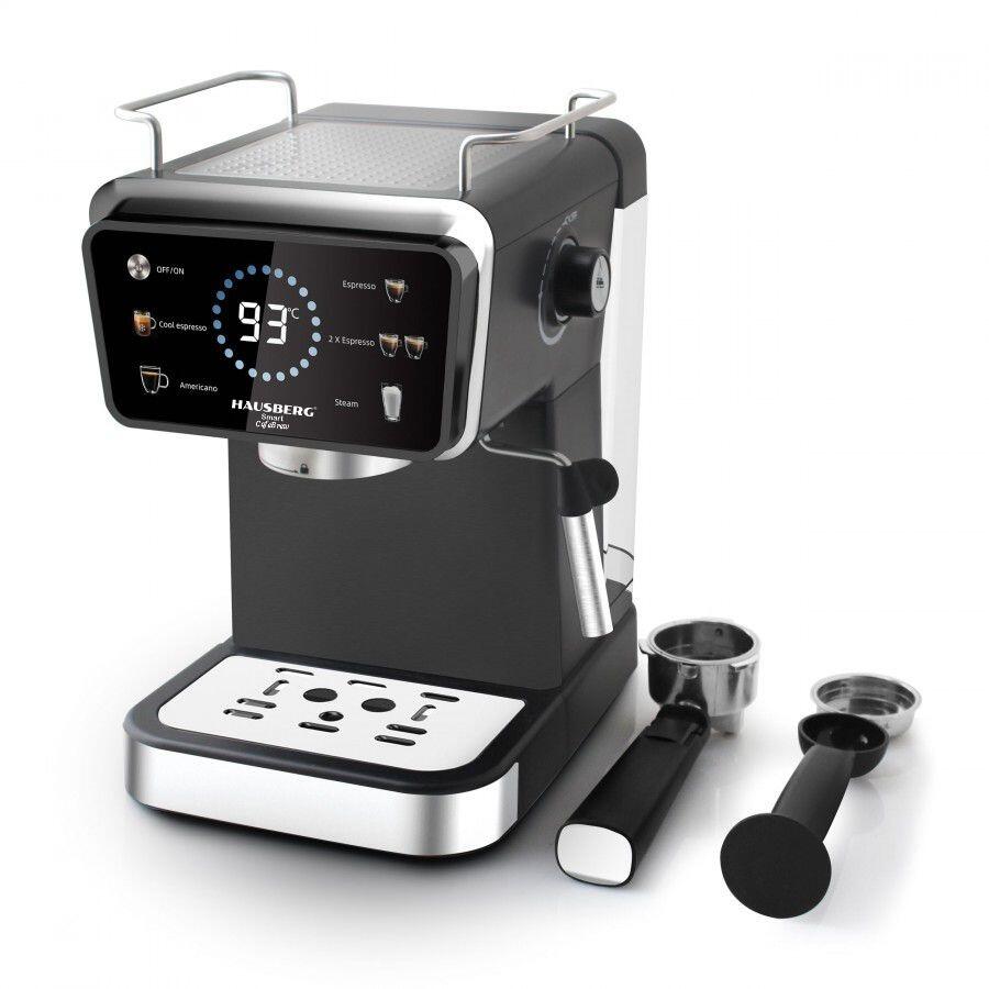 Espressor 2 az 1-ben HAUSBERG HB-3730IN, Forró és hideg, 20 bar, 1350 W, 1,5 L, Túlmelegedés és Túlnyomás elleni védelem, ERP, NTC, PID, Időzítő, Kijelző, Habosítás, Őrölt kávé és kapszula