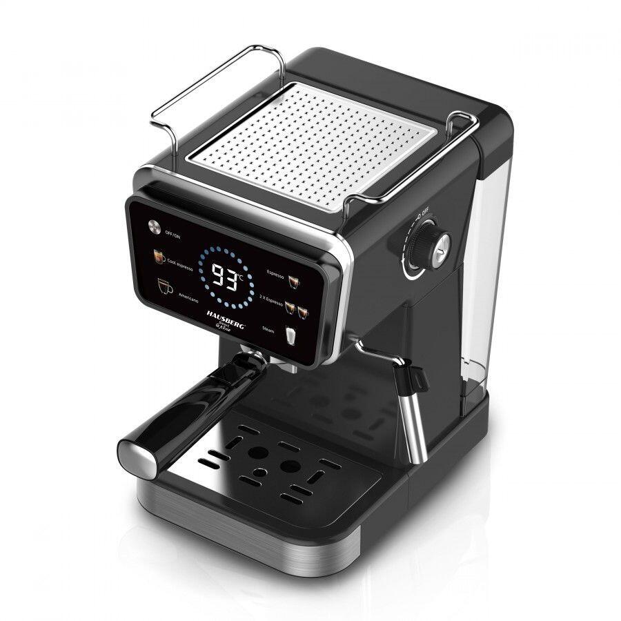 Espressor 2 az 1-ben HAUSBERG HB-3730IN, Forró és hideg, 20 bar, 1350 W, 1,5 L, Túlmelegedés és Túlnyomás elleni védelem, ERP, NTC, PID, Időzítő, Kijelző, Habosítás, Őrölt kávé és kapszula