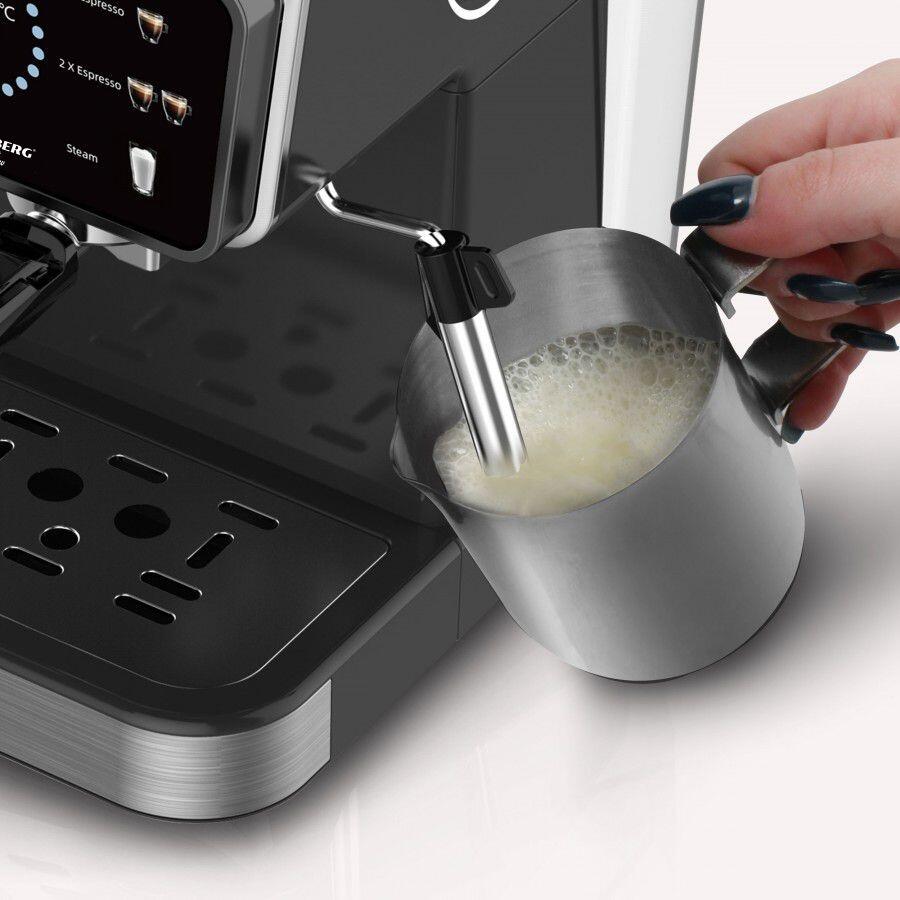 Espressor 2 az 1-ben HAUSBERG HB-3730IN, Forró és hideg, 20 bar, 1350 W, 1,5 L, Túlmelegedés és Túlnyomás elleni védelem, ERP, NTC, PID, Időzítő, Kijelző, Habosítás, Őrölt kávé és kapszula