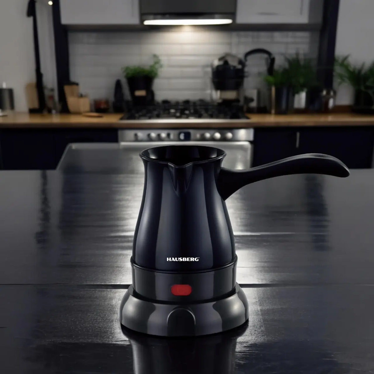 Hausberg HB-3810NG elektromos kávéfőző ibrik, 600W teljesítmény, 800 ml űrtartalom, fekete