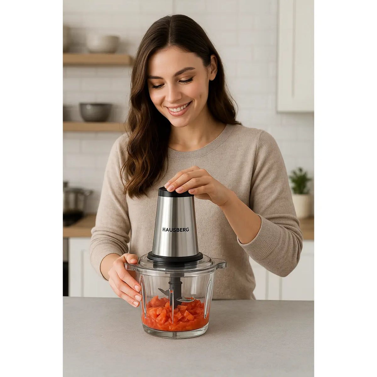 Hausberg HB-4505 aprító, 400W, 2L tál, aprít, vág, darál, kever