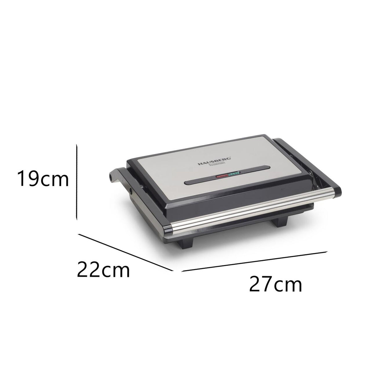 Szendvicssütő és grillsütő HAUSBERG HB-539IN, 1100-1300W, Állítható termosztát, Gránit bevonatú lapok, Rozsdamentes acél test