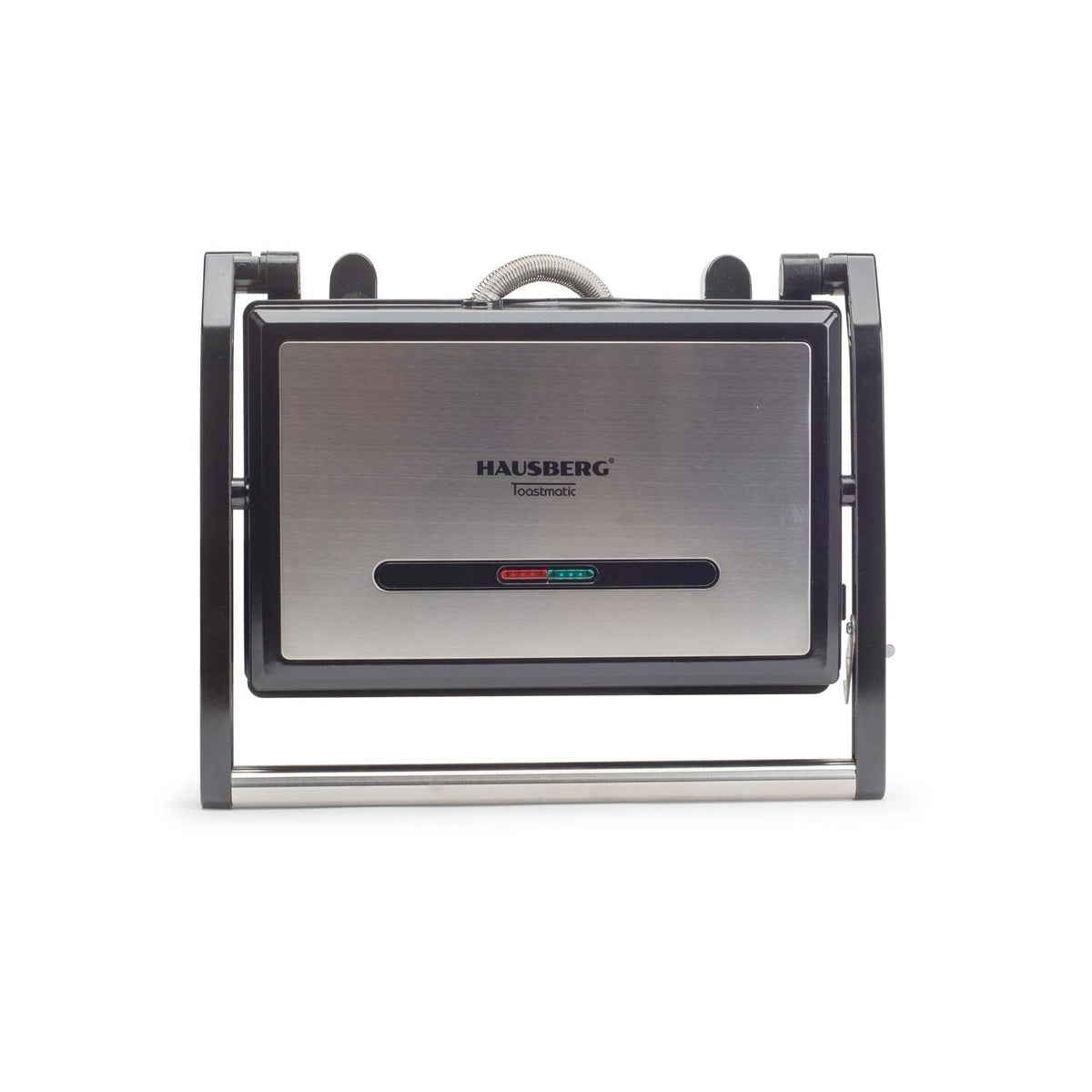 Szendvicssütő és grillsütő HAUSBERG HB-539IN, 1100-1300W, Állítható termosztát, Gránit bevonatú lapok, Rozsdamentes acél test