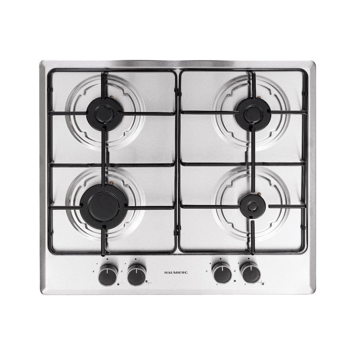 Hausberg HB-555 beépíthető főzőlap, elektromos gyújtás, gáz, 4 égőfej, biztonsági rendszer, Inox