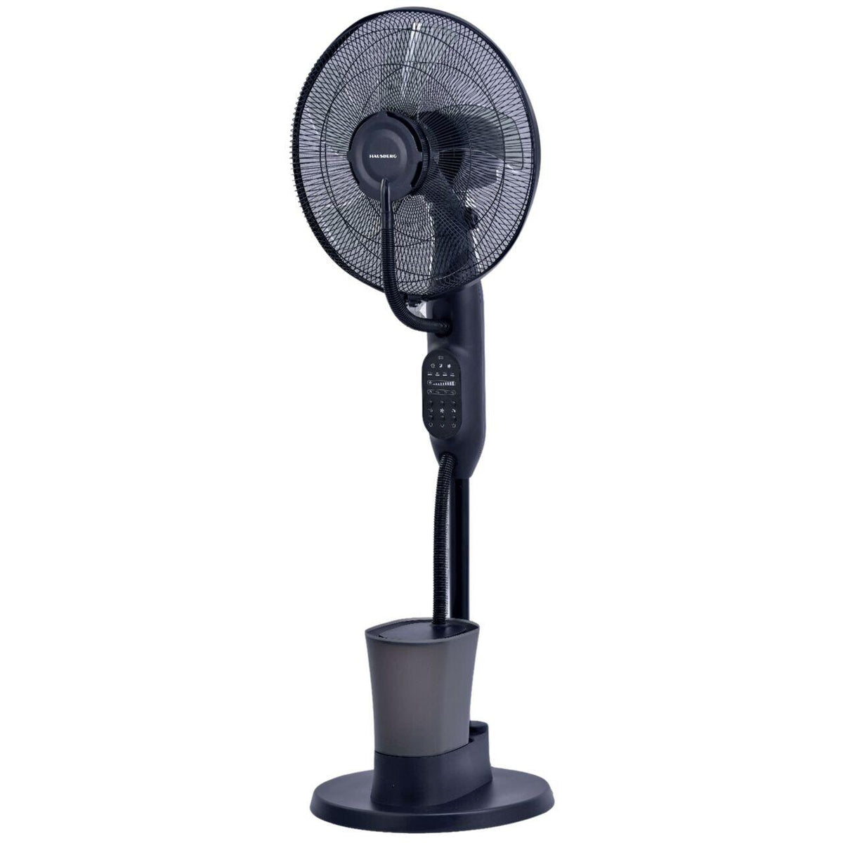 HAUSBERG HB-5601NG párásító ventilátor, 75W, 16 hüvelyk, 3 sebességfokozat, 7.5 órás időzítő, 2.8 literes tartály, LCD kijelző, távirányító