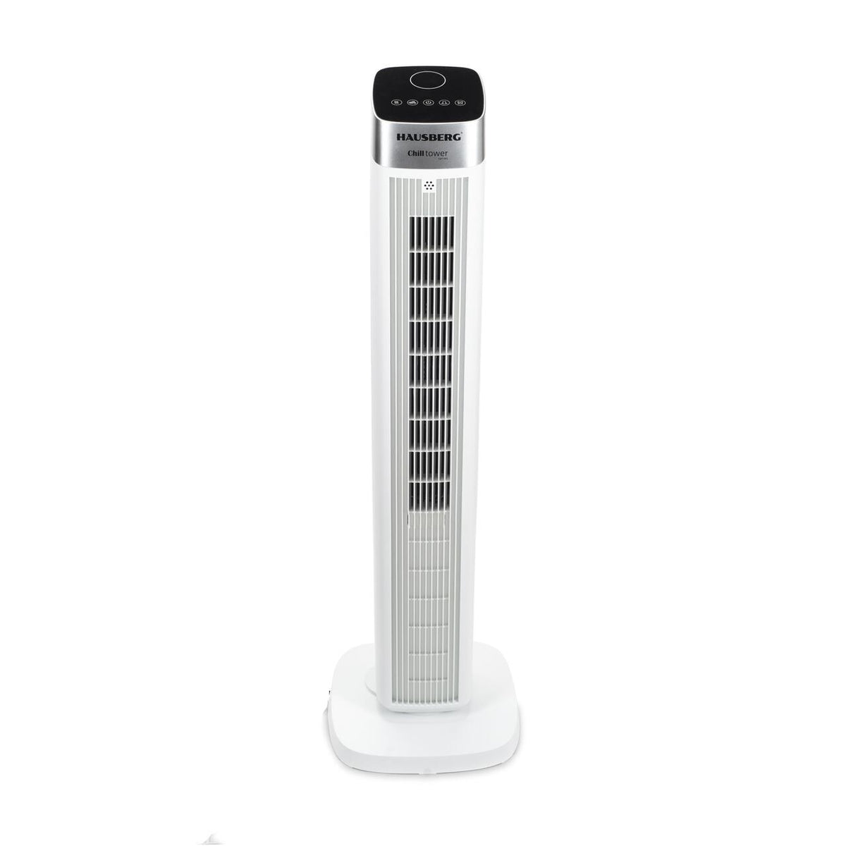 Ventilátor torony digitális HAUSBERG HB-5953AB, 55W, 41 inch, 3 sebességfokozat, 3 üzemmód, 24 órás időzítő, LED, oszcilláció, távirányító, illatanyag diffúzor