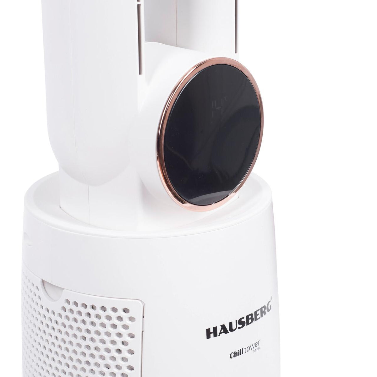 HAUSBERG HB-5957AB digitális oszcilláló ventilátor, 65W, 12 sebességfokozat, 4 program, negatív ionizáció, 12 órás időzítő, 40°-os oszcilláció, LED, távirányító
