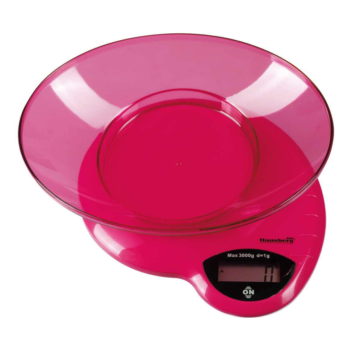 Hausberg HB-6015RZ konyhai mérleg, 3kg, műanyag tállal, rózsaszín