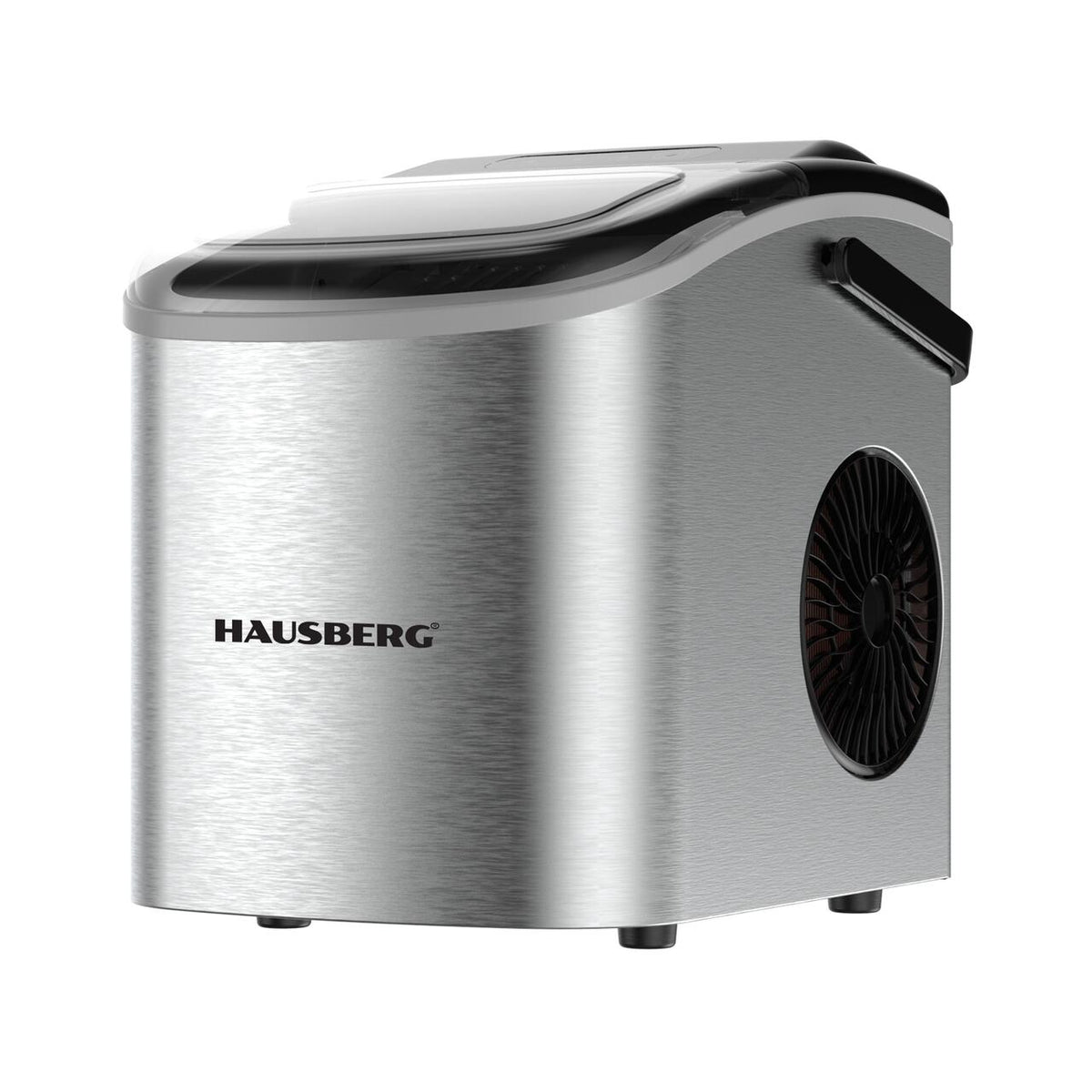 HAUSBERG HB-6019IN jégkészítő gép, víztartály kapacitás 1,2 liter, jégkocka termelés 12-15 kg / 24 óra, tárolási kapacitás 0,6 kg, 9 jégkocka/6-9 perc, ezüst