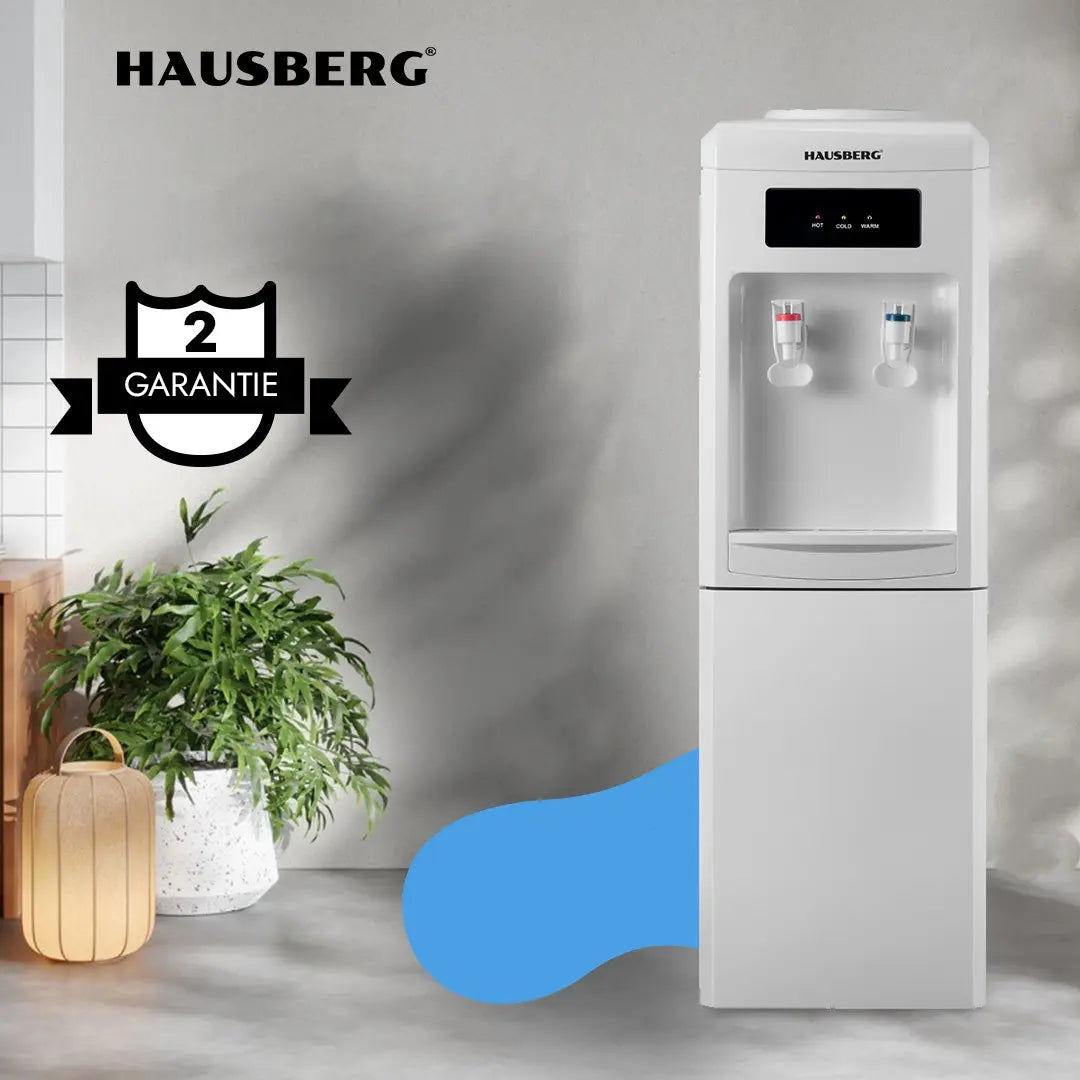 HAUSBERG HB-6024AB álló vízadagoló, fűtési teljesítmény 550 W, hűtési teljesítmény 85 W, rozsdamentes acél víztartály, automata termosztát
