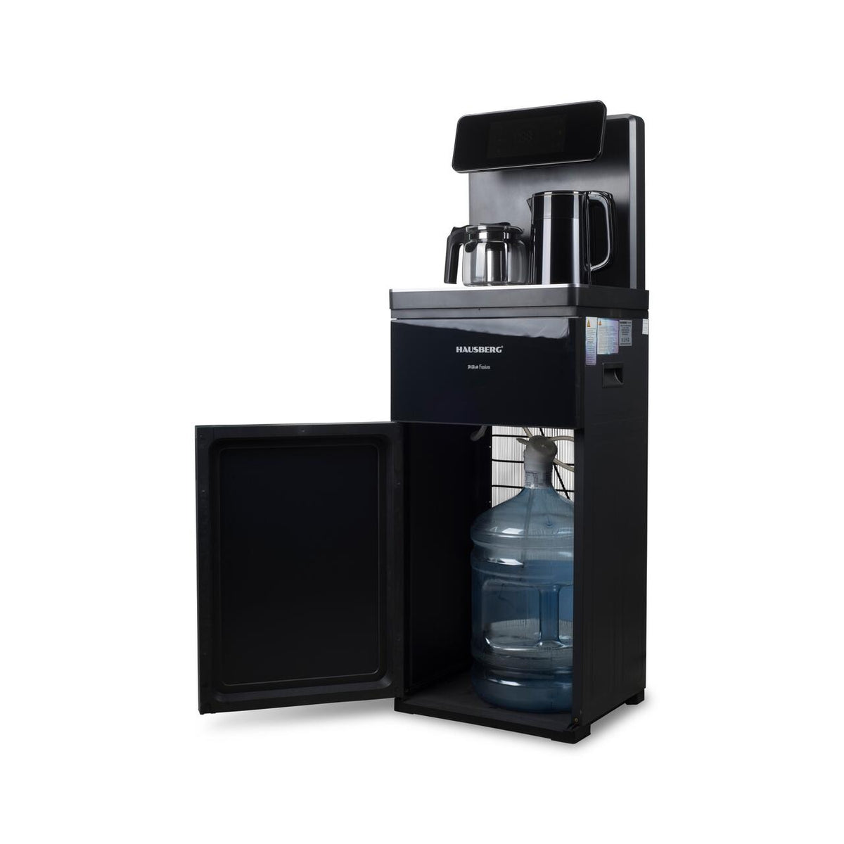 HAUSBERG HB-6030NG multifunkciós álló vízadagoló, alsó palackadagolóval és Tea Bar funkcióval, hideg/meleg víz, teáskanna, vízforraló, kompresszoros hűtés