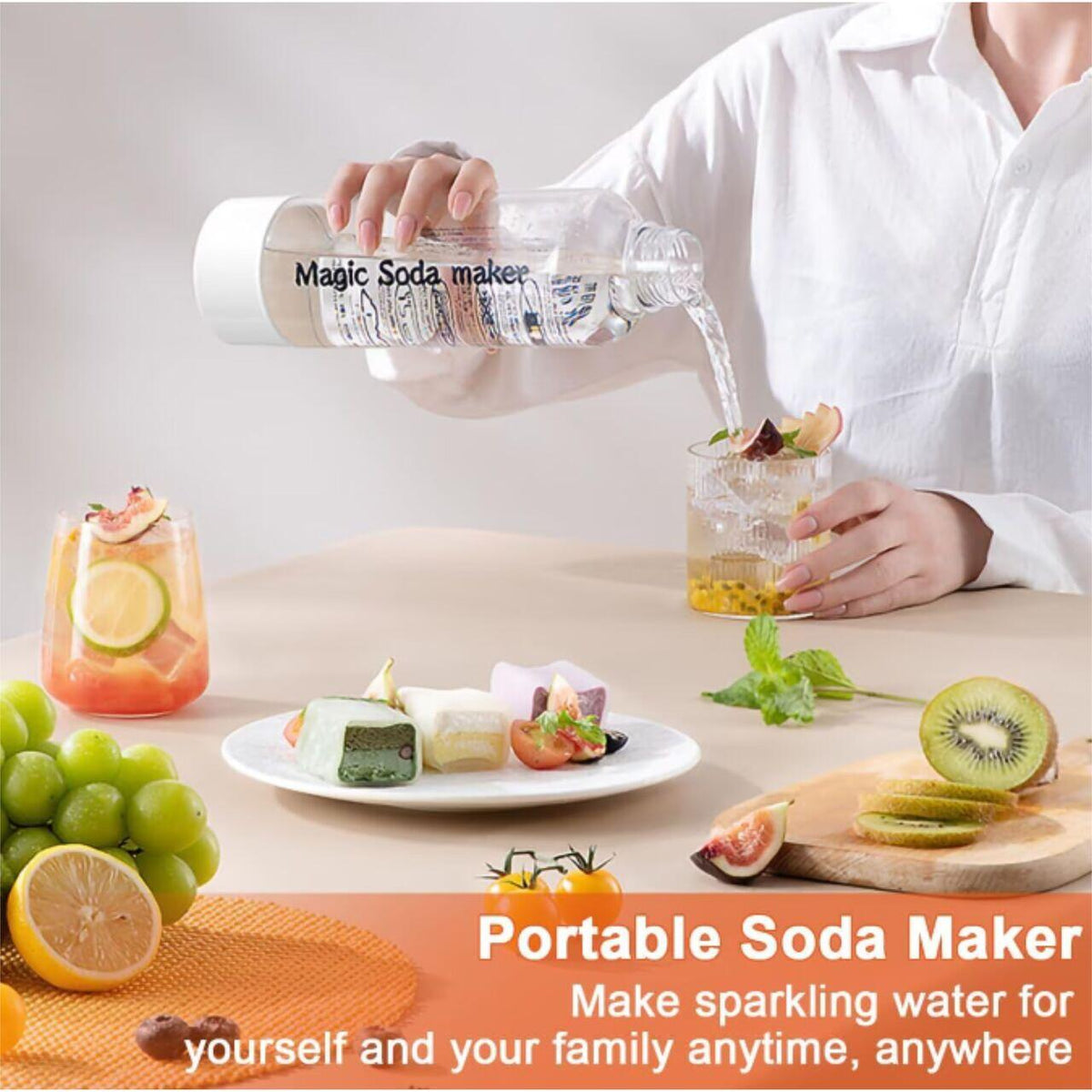 Szódagép HAUSBERG HB-6042AB, 1 literes tartály, környezetbarát, fehér