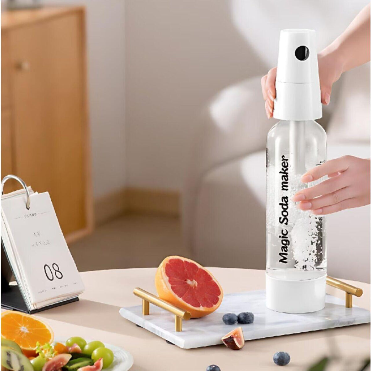 Szódagép HAUSBERG HB-6042AB, 1 literes tartály, környezetbarát, fehér