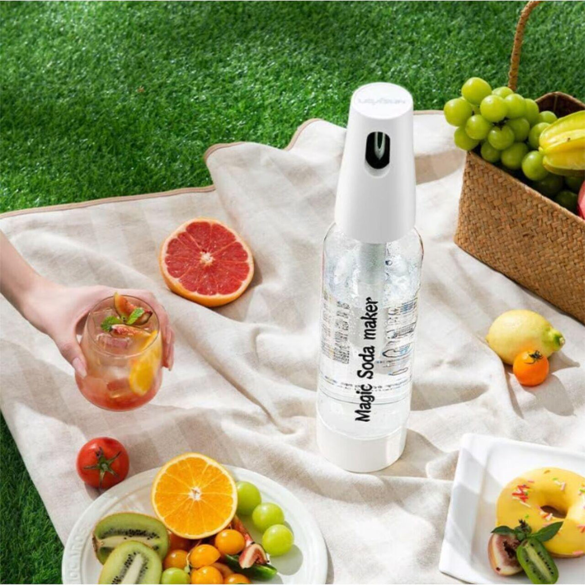 Szódagép HAUSBERG HB-6042AB, 1 literes tartály, környezetbarát, fehér