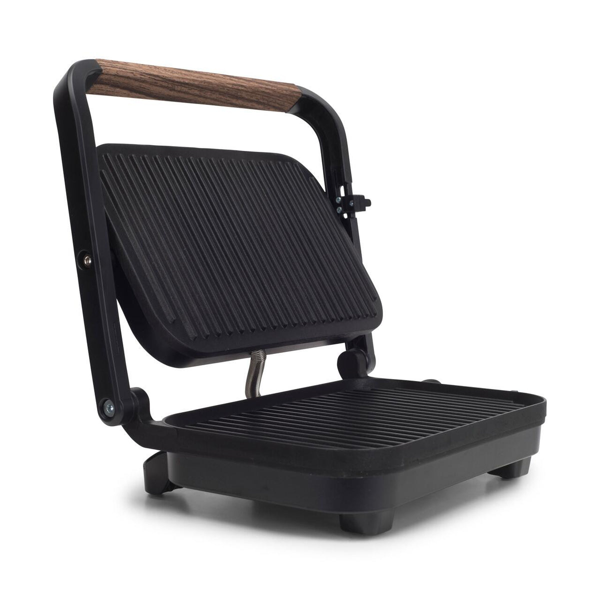 Szendvicssütő Grill HAUSBERG HB-632, 1100-1300 W, Panini, Tapadásmentes lapok, Hideg fogantyú, Fekete
