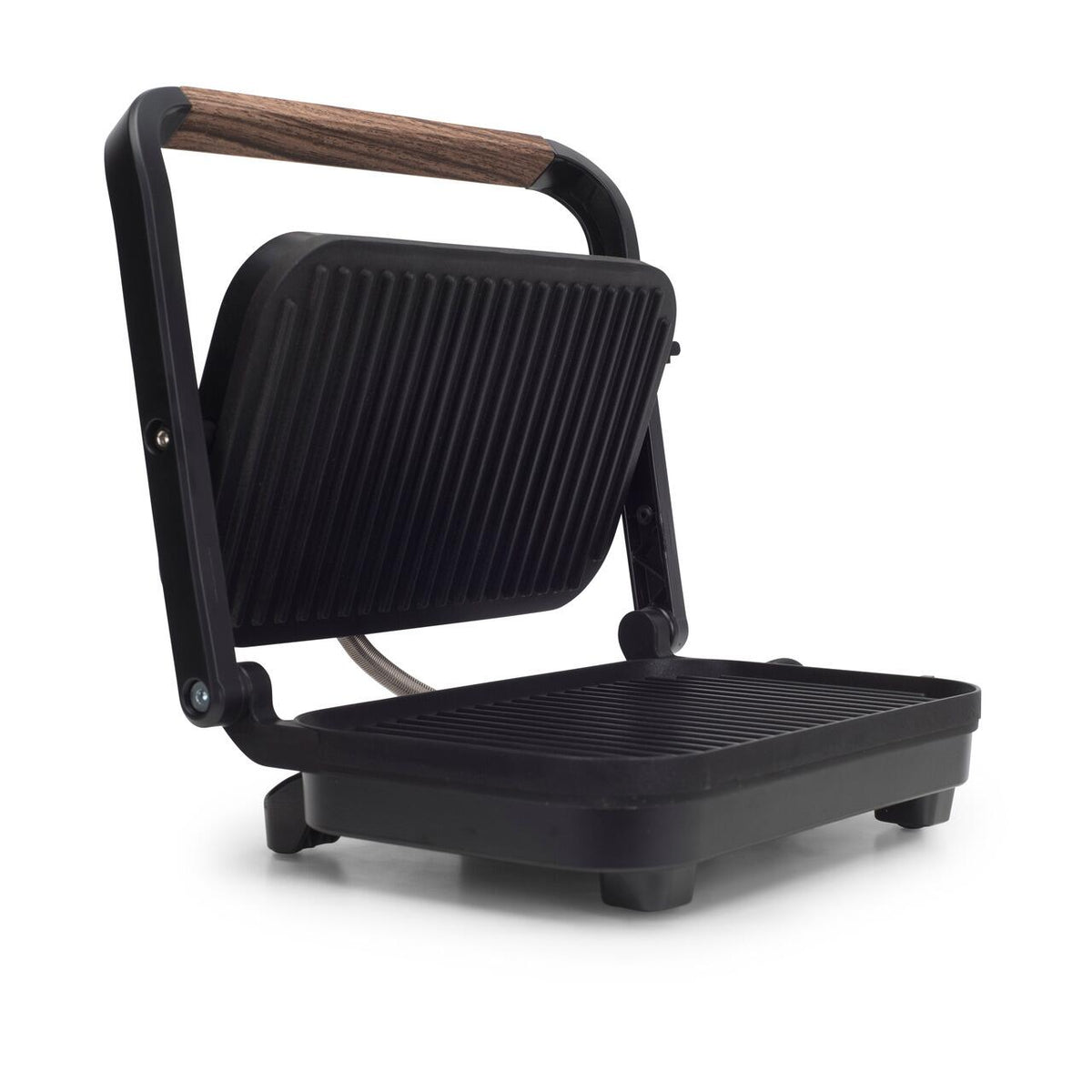 Szendvicssütő Grill HAUSBERG HB-632, 1100-1300 W, Panini, Tapadásmentes lapok, Hideg fogantyú, Fekete