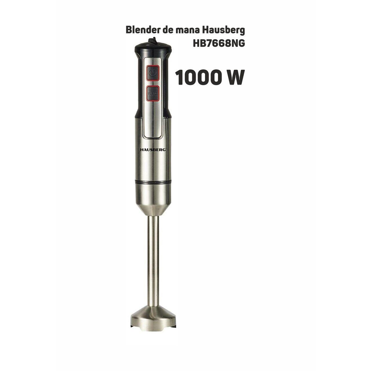 Hausberg HB-7668NG botmixer, 1000 W, 2 sebességfokozat, rozsdamentes acél penge, réz motor, fekete-inox
