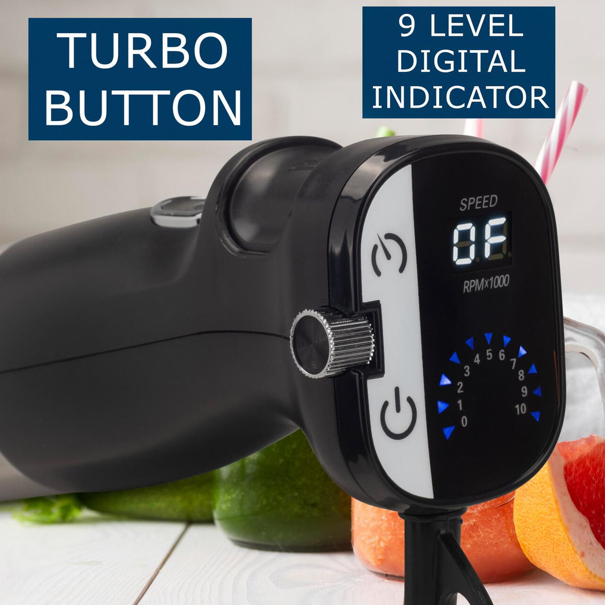 HAUSBERG HB-7704IN 2 az 1-ben turmixgép 1000W teljesítménnyel, professzionális rúdmixer, 10 sebességfokozat és Turbo funkció, 700 ml-es pohár kapacitás, multifunkcionális