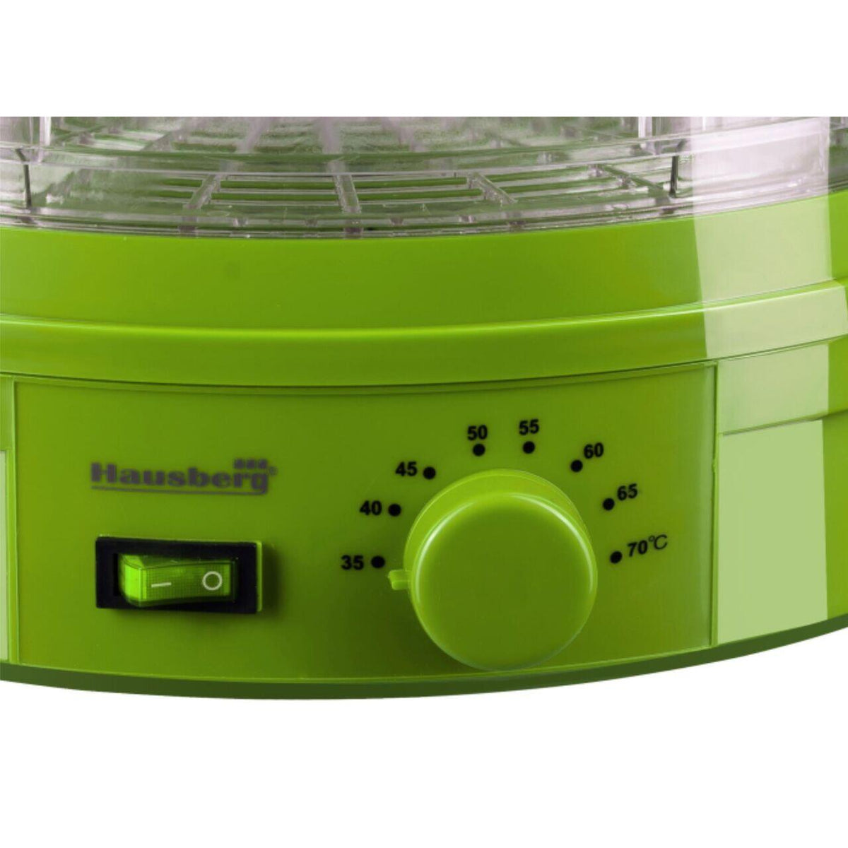 Hausberg HB810VR elektromos ételszárító, állítható termosztát, 250 W teljesítmény, rézmotor, zöld