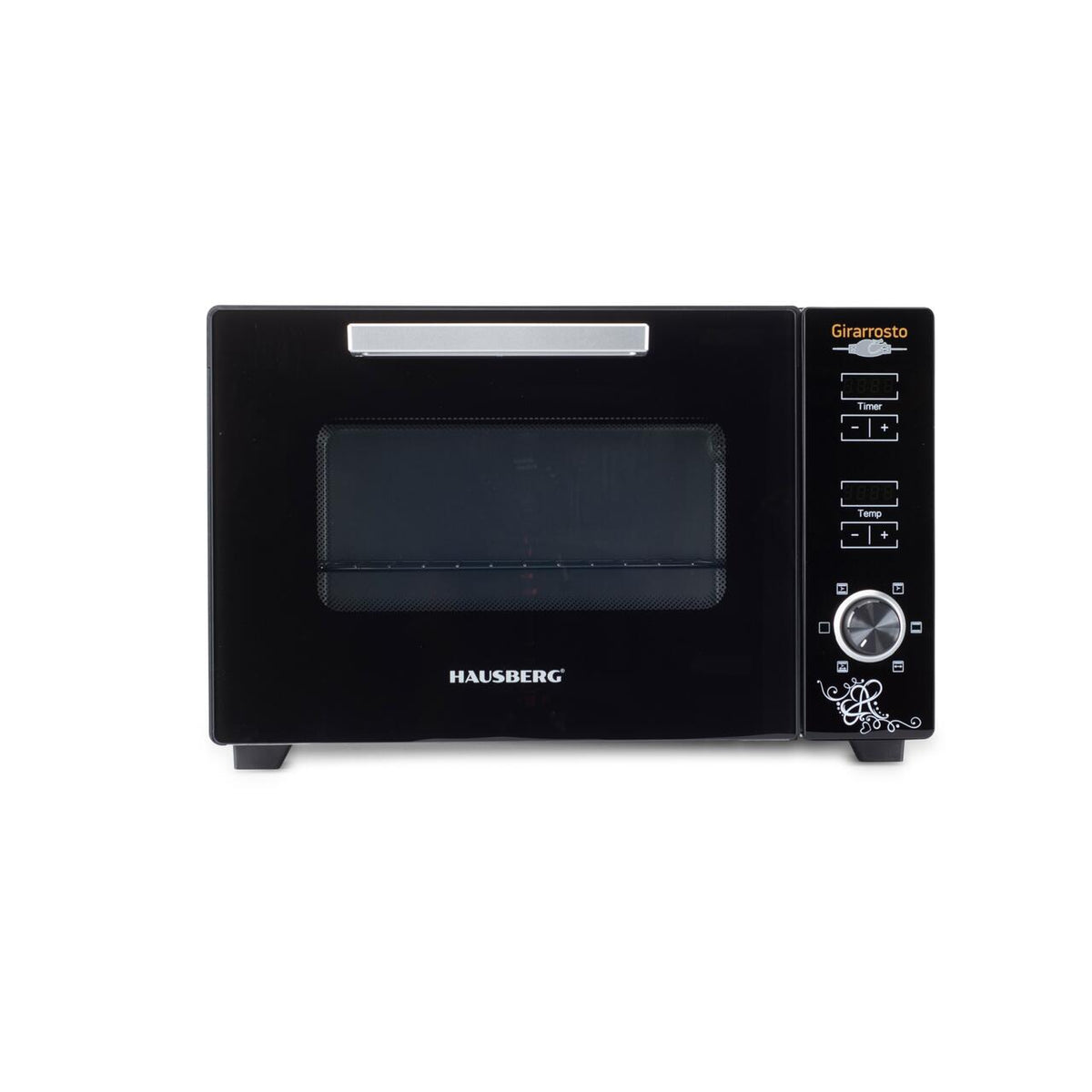 HAUSBERG HB-9260 digitális elektromos sütő forgónyárssal és ventilátorral, 1800W, Turbo, 48L kapacitás, 230 Celsius fok hőmérséklet-szabályozás, Belső világítás