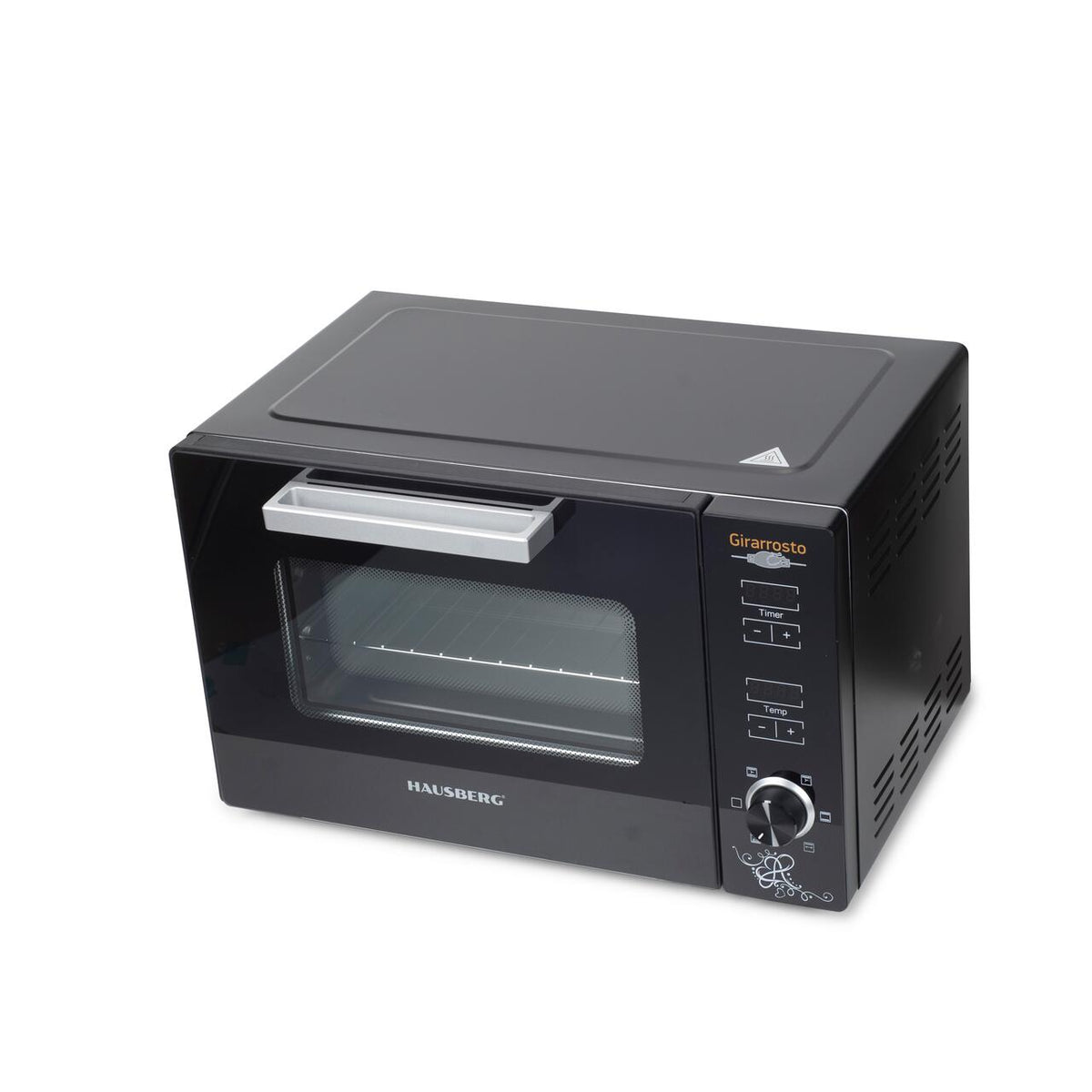 HAUSBERG HB-9260 digitális elektromos sütő forgónyárssal és ventilátorral, 1800W, Turbo, 48L kapacitás, 230 Celsius fok hőmérséklet-szabályozás, Belső világítás