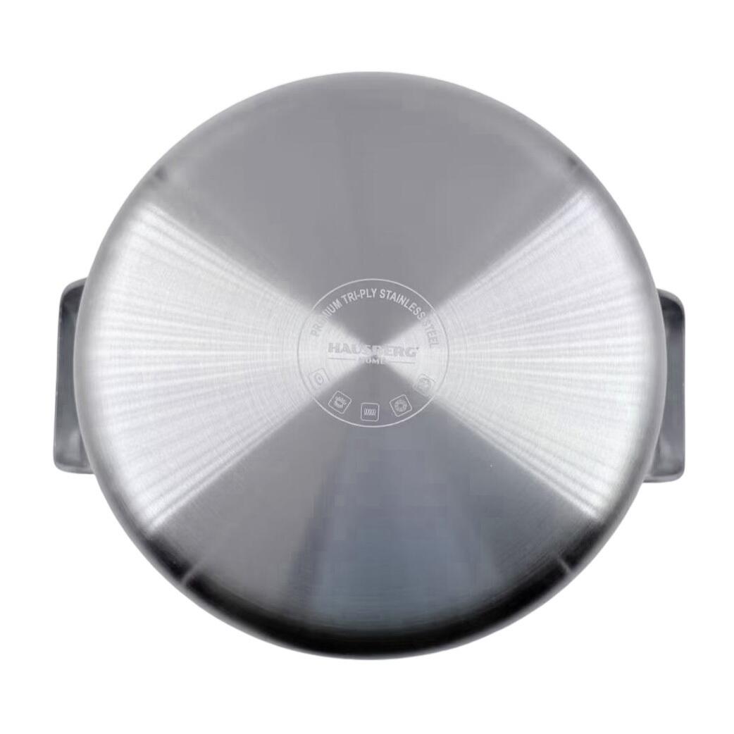 Hausberg HB-HLUX775 3-rétegű nemesacél lábas, 24 cm, 5,1 l, méhsejtes szerkezet, tapadásmentes, minden főzőlaphoz