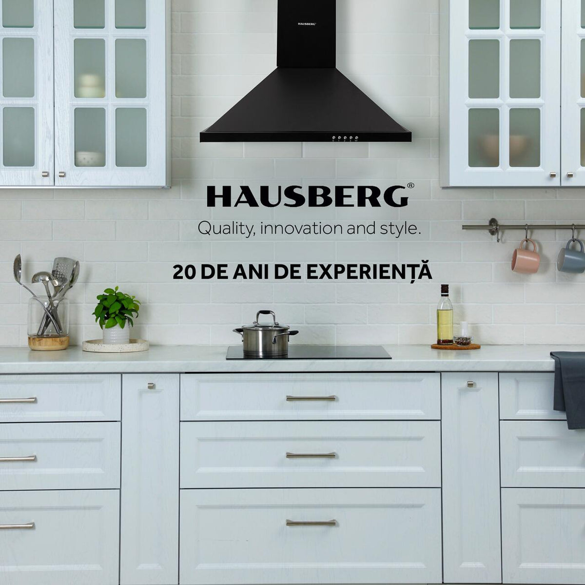 Hausberg HB-1260NG dekoratív beépíthető páraelszívó, elszívó teljesítmény 400 m3/h, 1 motor, 60 cm, fekete