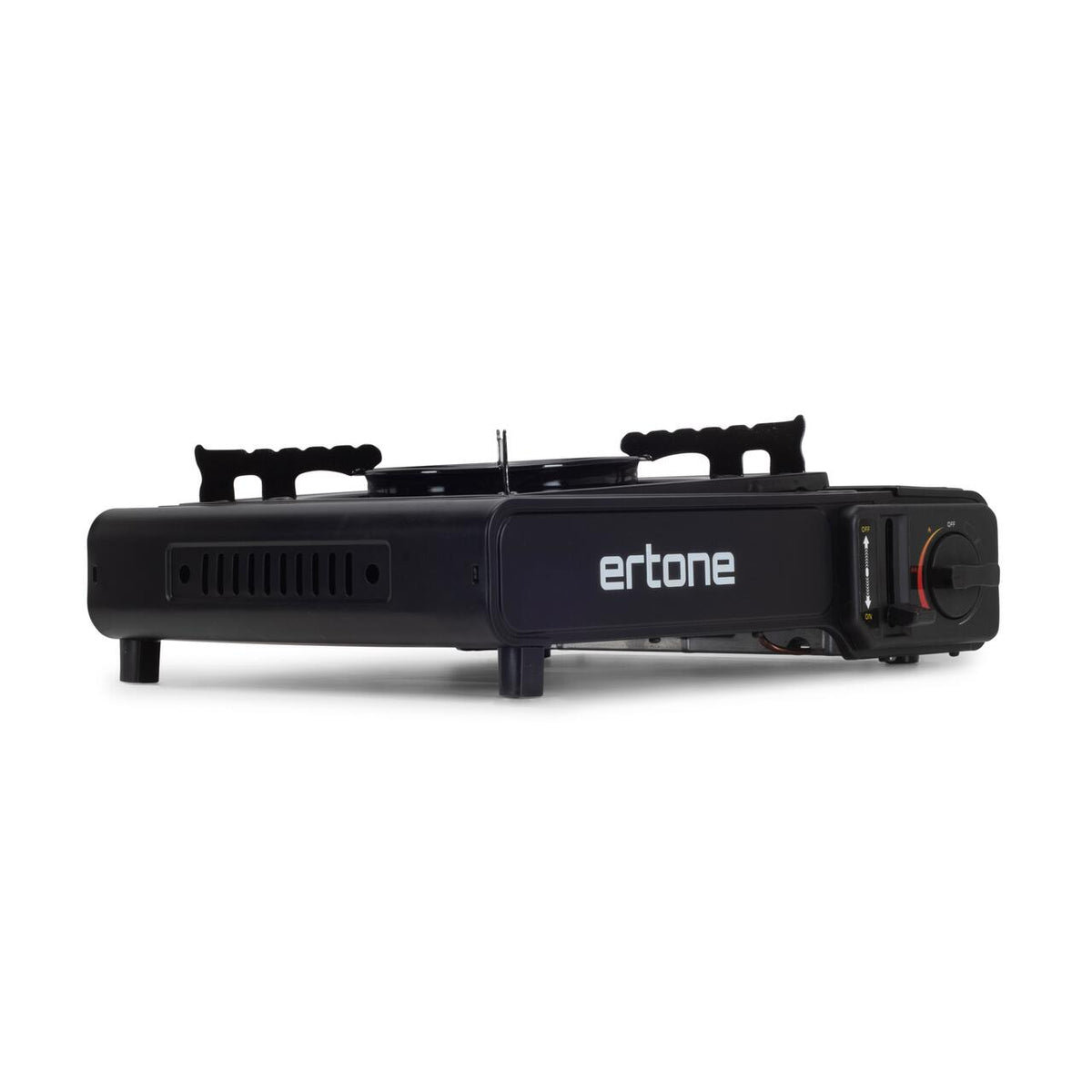 Ertone ERT-MN231NG hordozható kemping gázfőző, spray palackhoz, 2,2 kW, piezo gyújtás, fekete