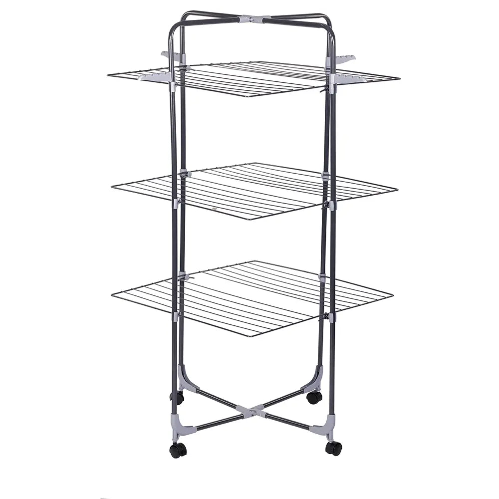 Ertone MN98U 3 szintes, összecsukható ruhaszárító, vállfatartóval, 30 kg ruhához, Inox