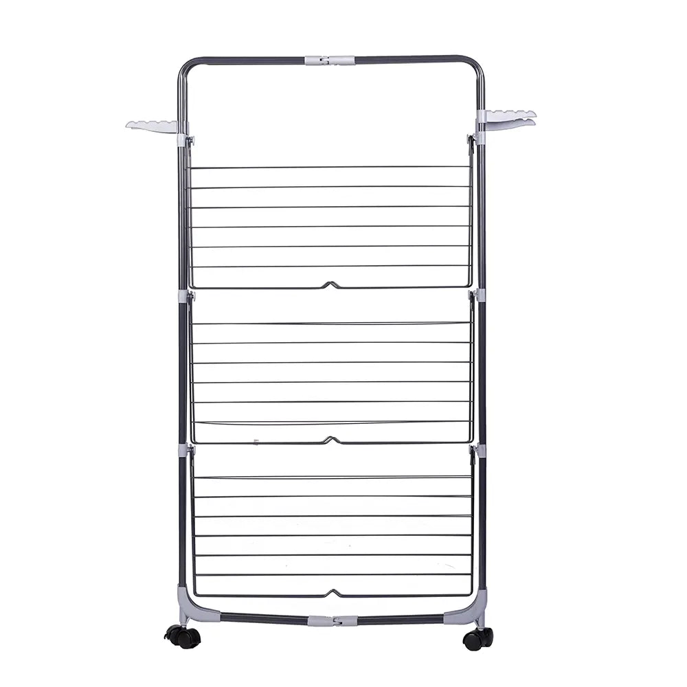 Ertone MN98U 3 szintes, összecsukható ruhaszárító, vállfatartóval, 30 kg ruhához, Inox