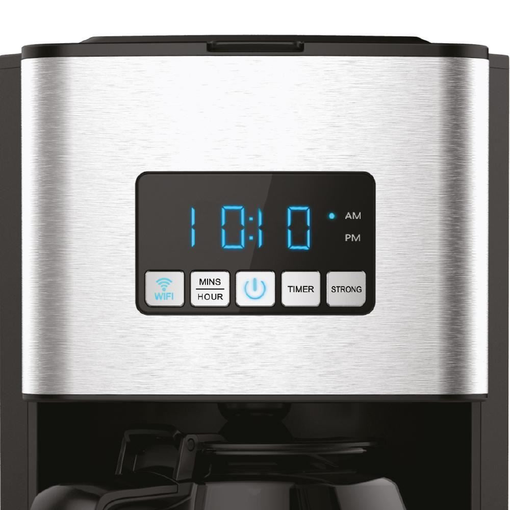 HAUSBERG HB3755 digitális kávéfőző programozható funkcióval, 1000-1200 W, 1.8 l, Wifi, LED kijelző, biztonsági rendszer, Inox