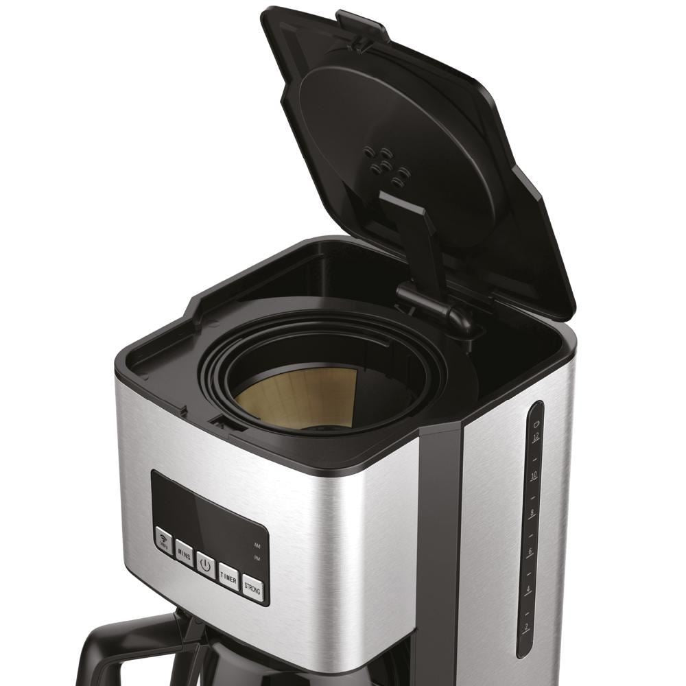 HAUSBERG HB3755 digitális kávéfőző programozható funkcióval, 1000-1200 W, 1.8 l, Wifi, LED kijelző, biztonsági rendszer, Inox