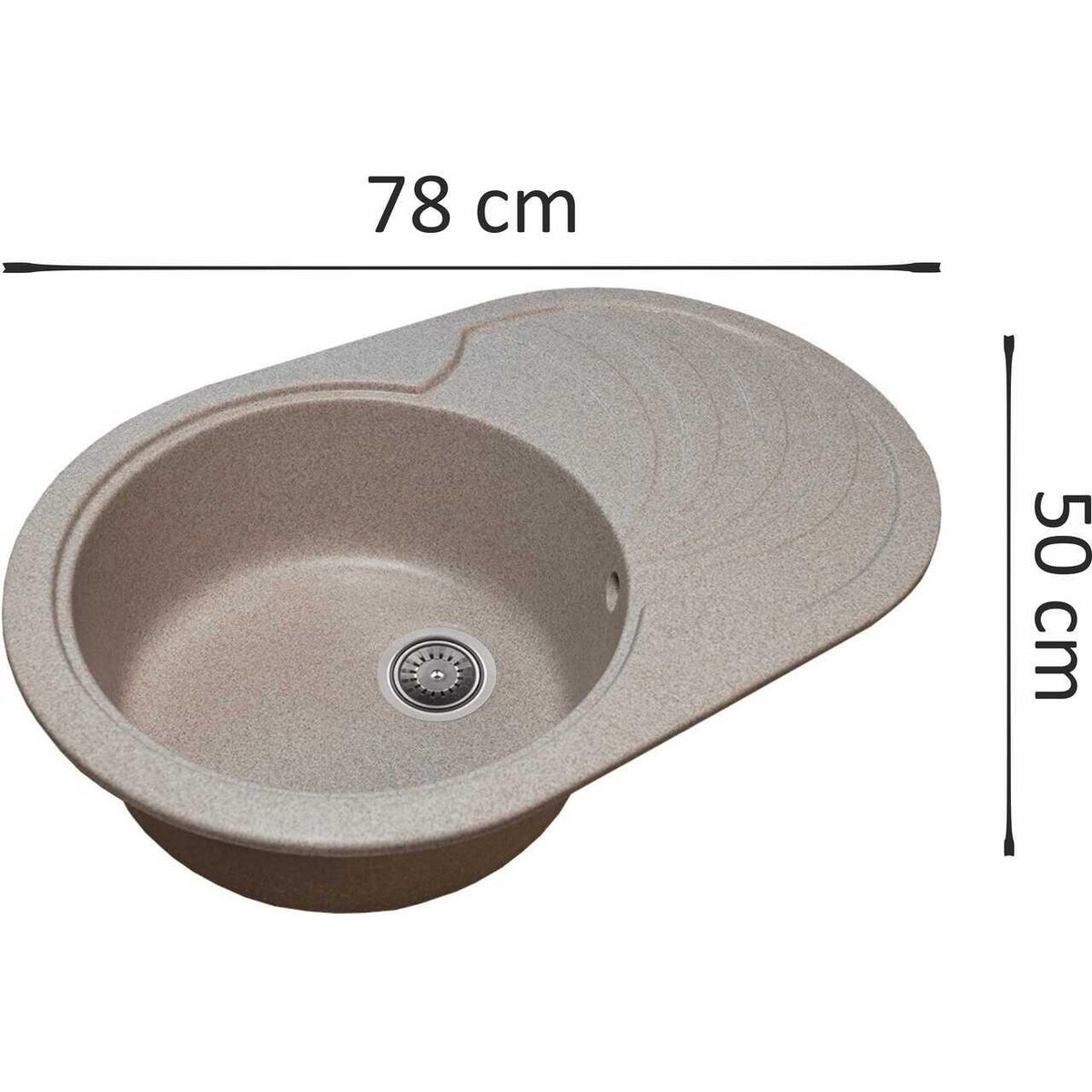 Sanitec NS SN9033ST-BEJ mosogató, gránit kompozit, bézs, 1 medencés, balos, 78 x 50 cm