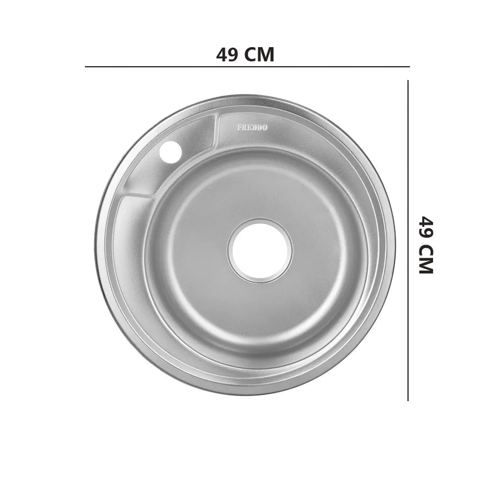 Freddo SN7000/Q32 rozsdamentes acél mosogató, Q32 munkalaphoz, kerek, vízkőmentes, átmérő 49 cm, mélység 17 cm