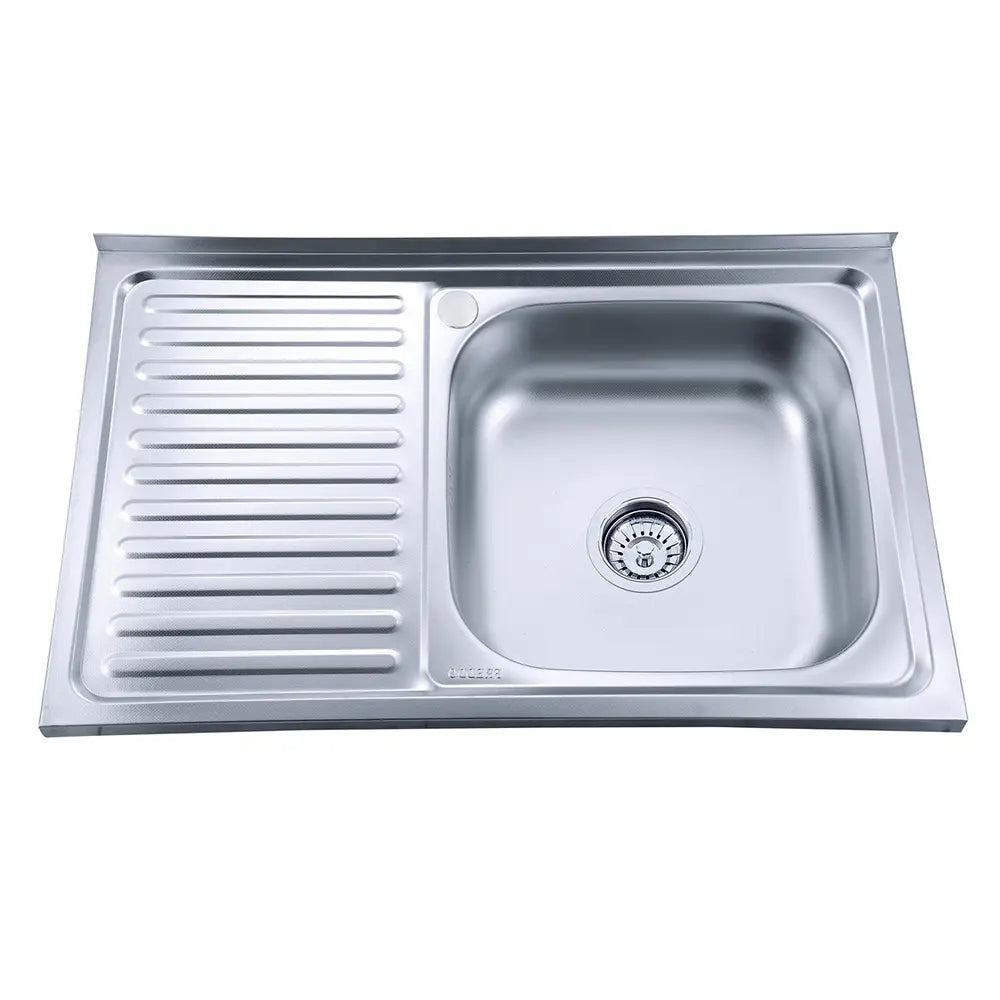 Freddo SN8001D konyhai mosogató, pultra szerelhető, 80x50 cm méretű, 13 cm mély, jobb oldali tálca, vízkőmentes felület, inox