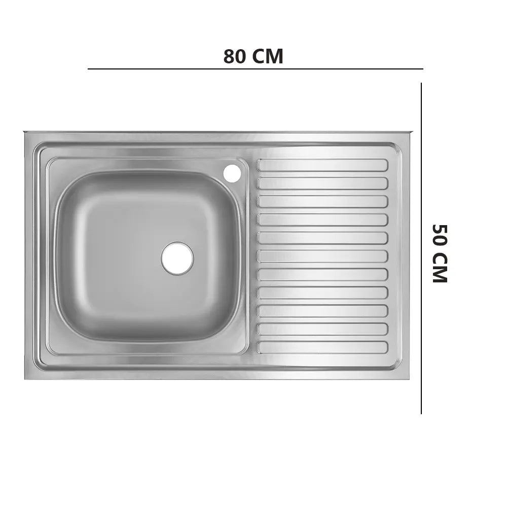 Freddo SN8001S konyhai mosogató, pultra szerelhető, 80x50 cm méretű, 13 cm mély, bal oldali medence, vízkőmentes felület, rozsdamentes acél
