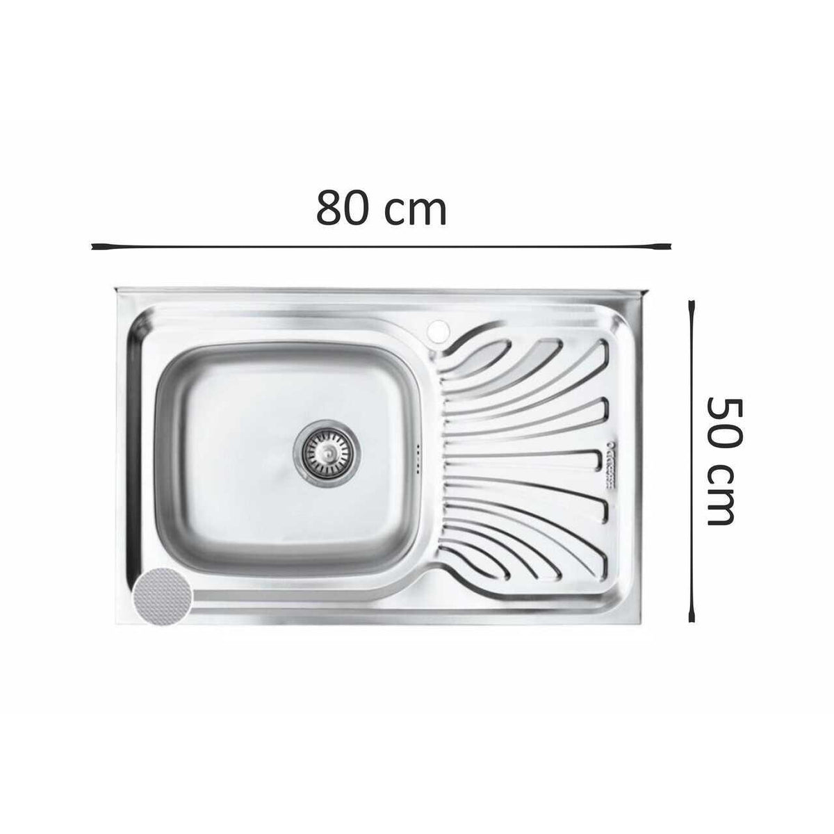 Freddo SN9001S mosogató, szekrénybe építhető, bal oldali medence, vízkőmentes, 80x50cm, Inox