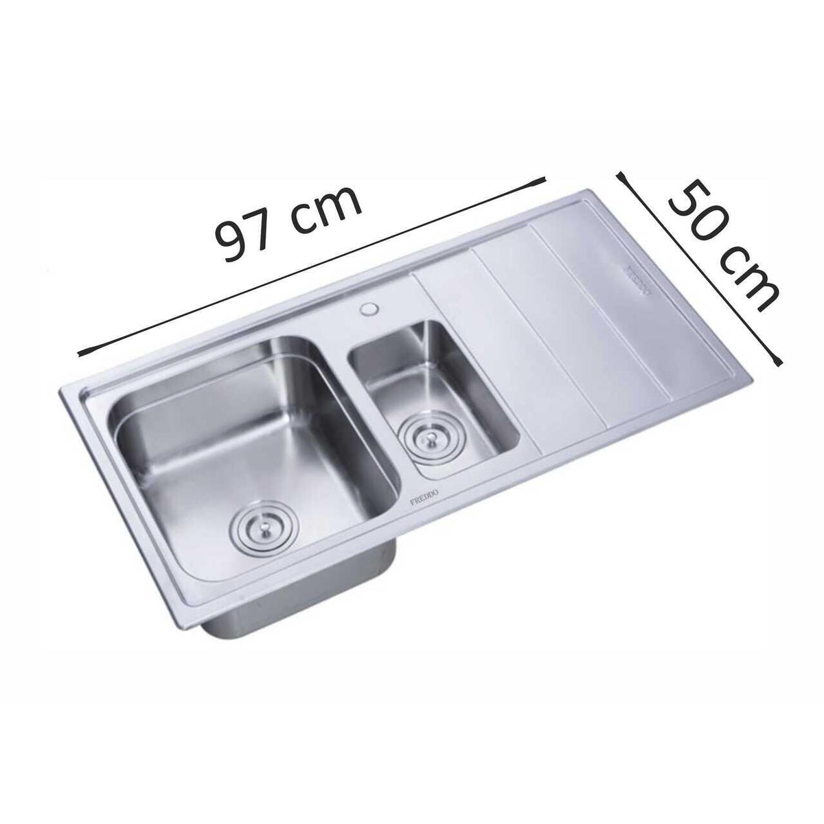 Freddo SN9012S mosogató - Bal oldali kétmedencés - Vízkőgátló - Rozsdamentes acél - 97*50 cm