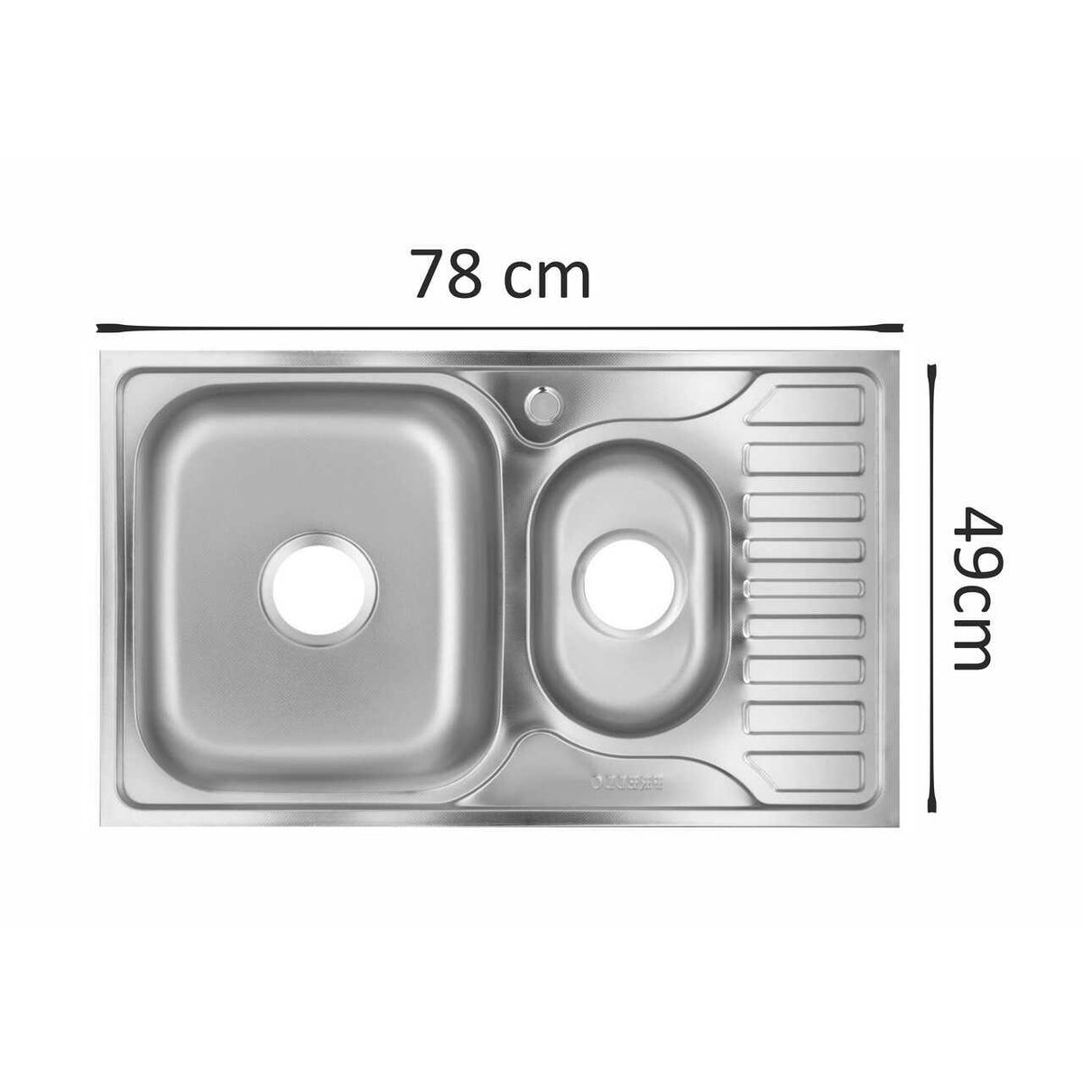Freddo SN9023S konyhai mosogató, 2 medencés, vízkőmentes, 78x49 cm-es munkalaphoz, bal oldali medence, inox