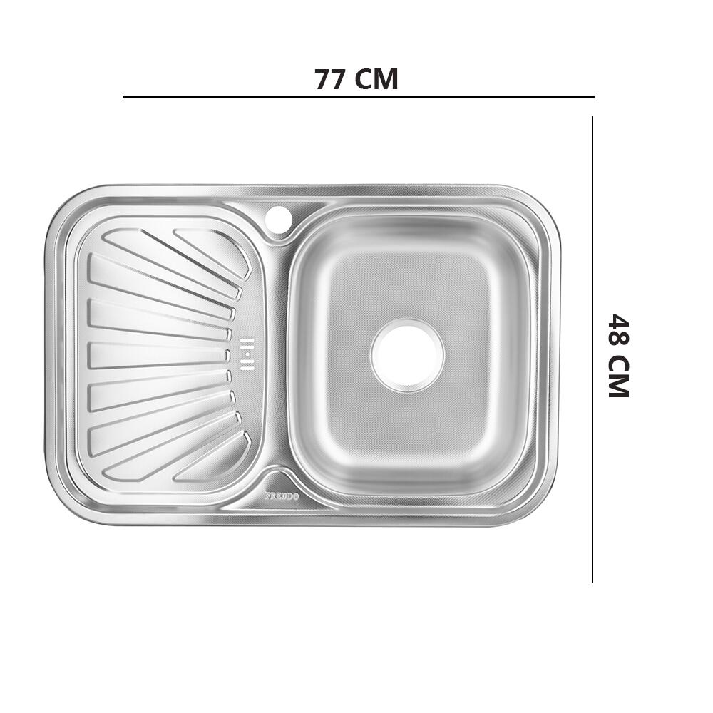Freddo SN9030D konyhai mosogató, pultra szerelhető, 77x48cm, jobb oldali medence, vízkőmentes, inox