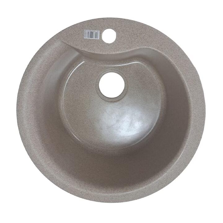 Sanitec Pi SN9032BEJ konyhai mosogató, gránit-kompozit, bézs, 1 kerek medence, 49 cm