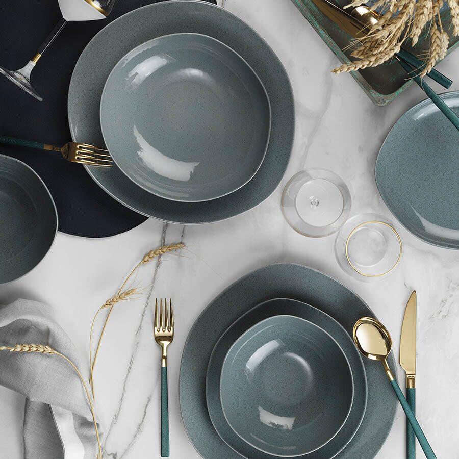 Kutahya Porselen SOHO 18 részes, 6 személyes étkészlet, kék, porcelán