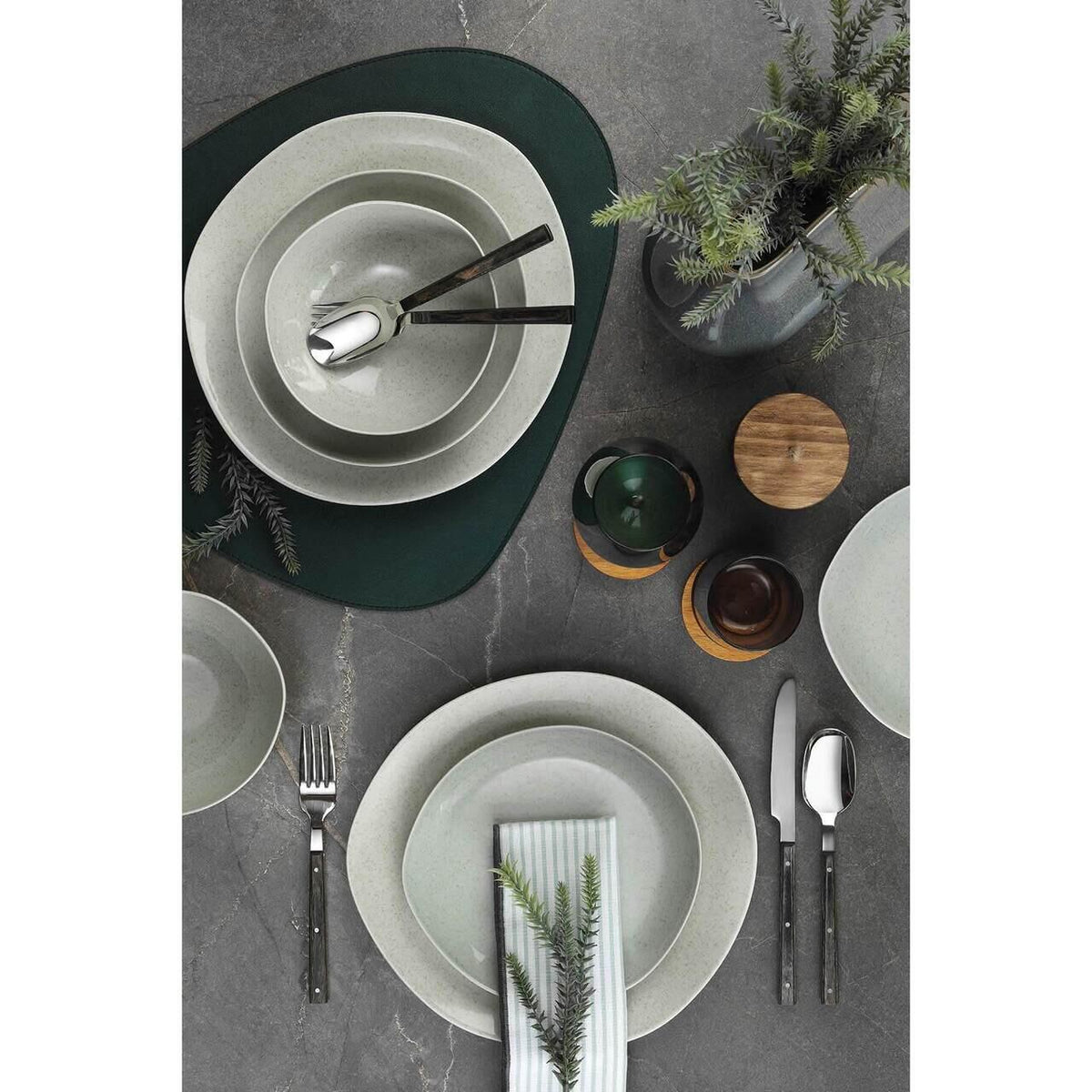 Soho étkészlet, 24 részes, 6 személyes, porcelán, zöld, Kütahya Porselen