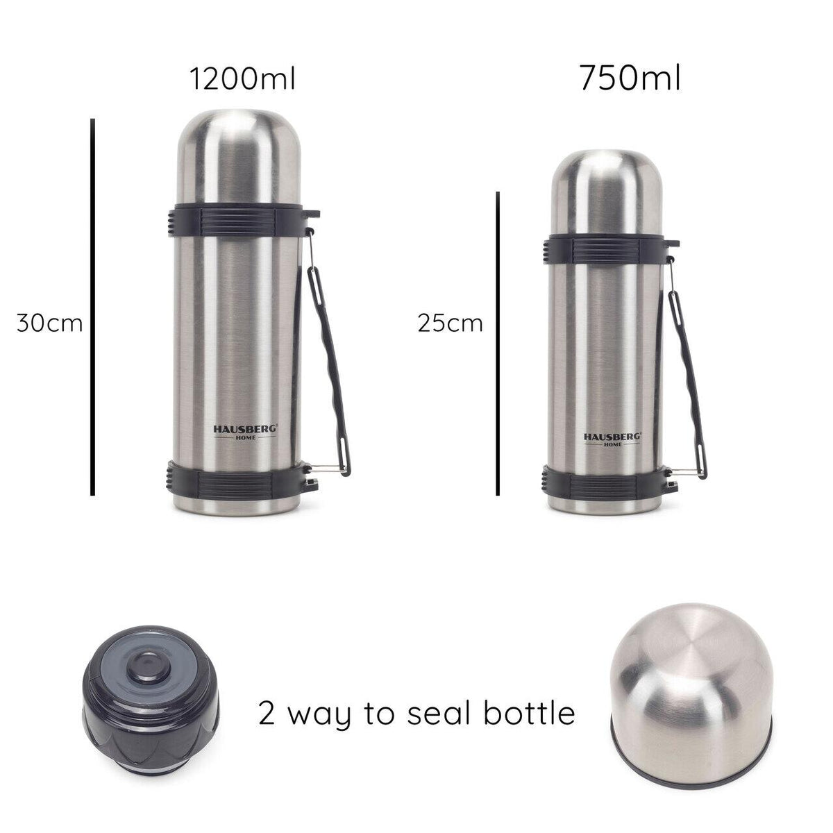 HAUSBERG HB-H1455 termos, 1200 ml űrtartalom, rozsdamentes acél
